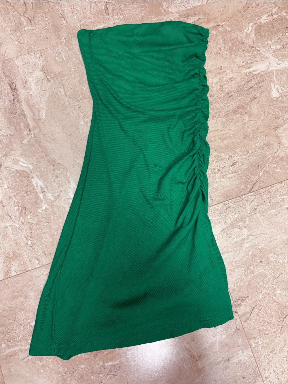 Bershka Green Ruched Bodycon Dress